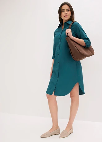 Robe-chemise en popeline de coton, Couleur: vert poivre