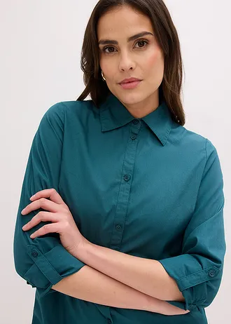 Robe-chemise en popeline de coton • vert poivre • Boutique bonprix