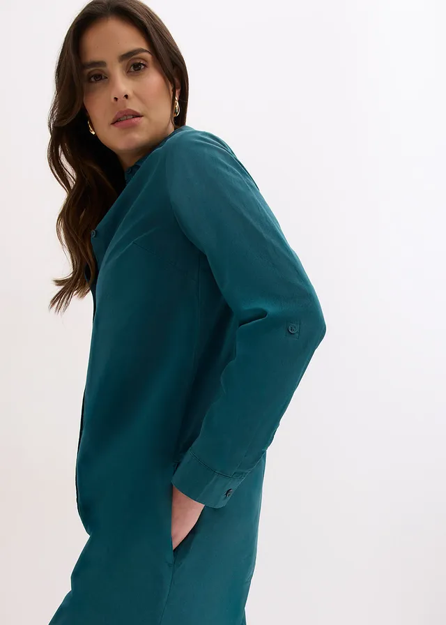 Robe-chemise en popeline de coton • vert poivre • product-page.page-title-suffix