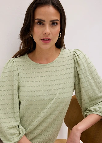 Bluză tip tunică din material texturat • verde pal • magazin bonprix