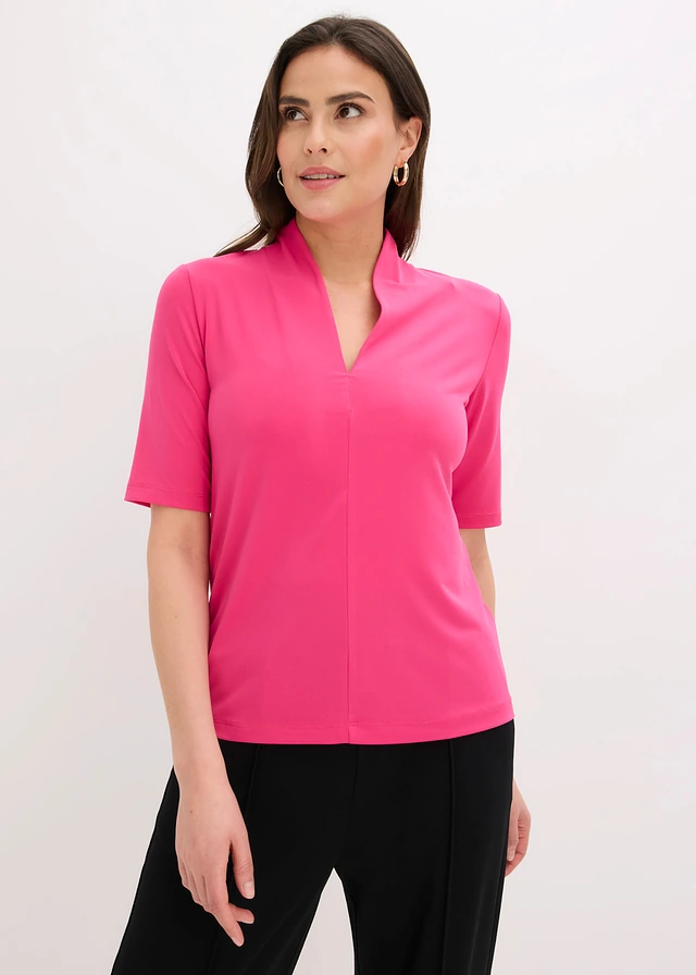 T-shirt à col calice, Couleur: fuchsia