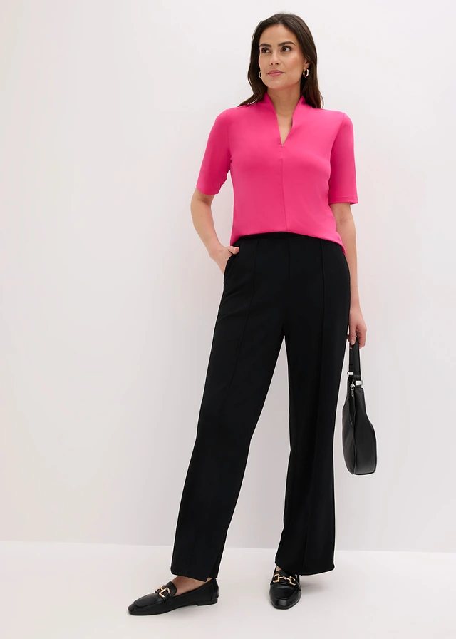 T-shirt à col calice, Couleur: fuchsia