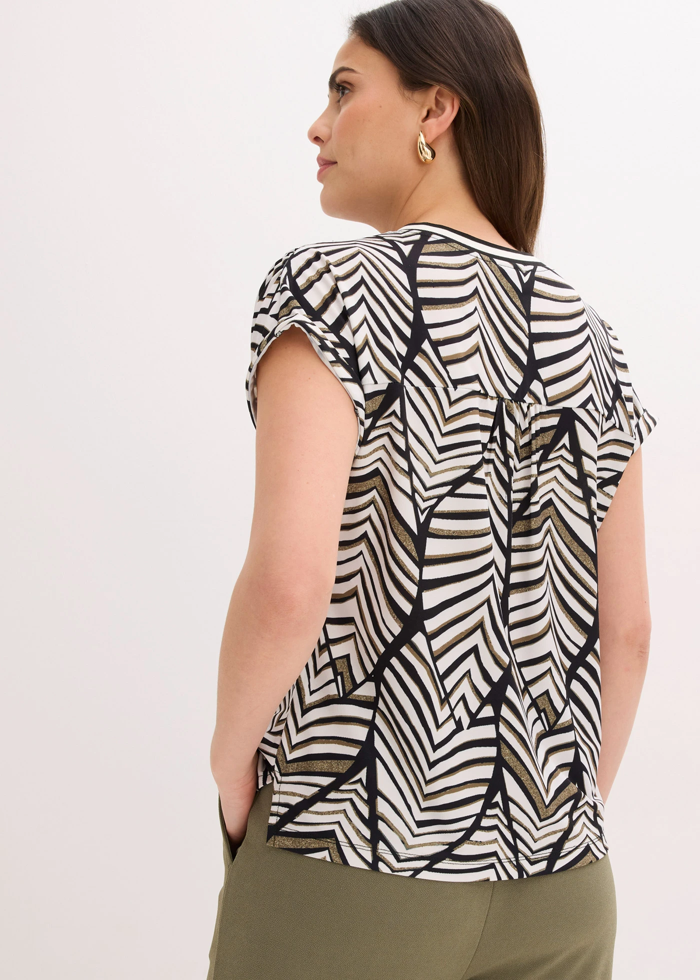 Blouse en jersey • noir-blanc nacré • Boutique bonprix