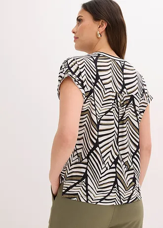 Blouse en jersey, Couleur: noir-blanc nacré