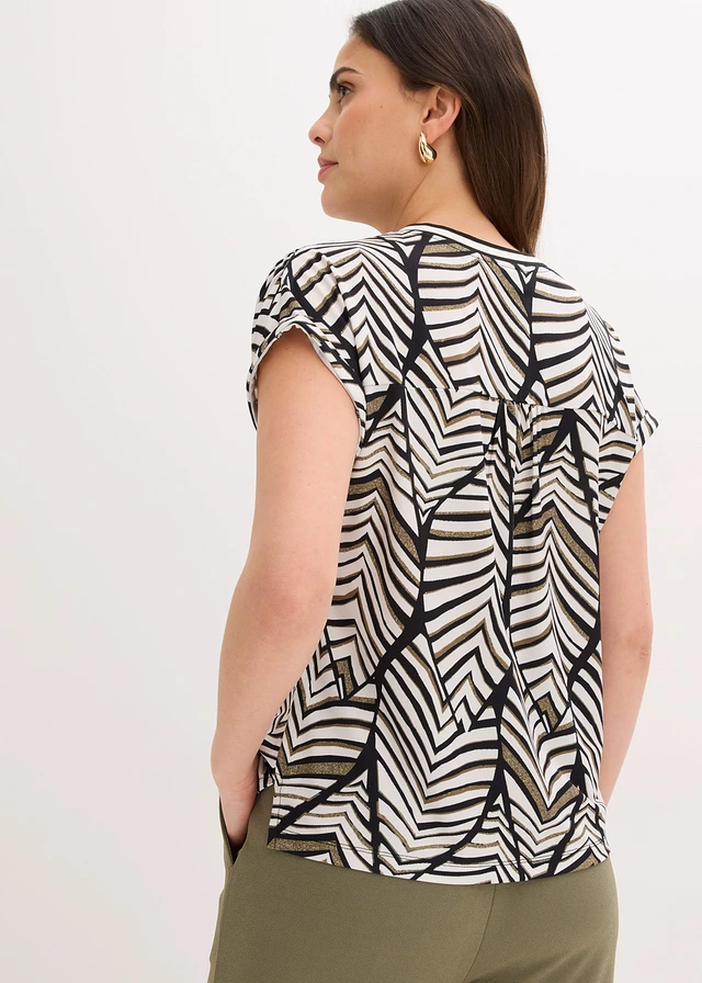 Bluză tricot • negru-alb perlat • magazin bonprix