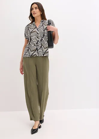 Blouse en jersey, Couleur: noir-blanc nacré