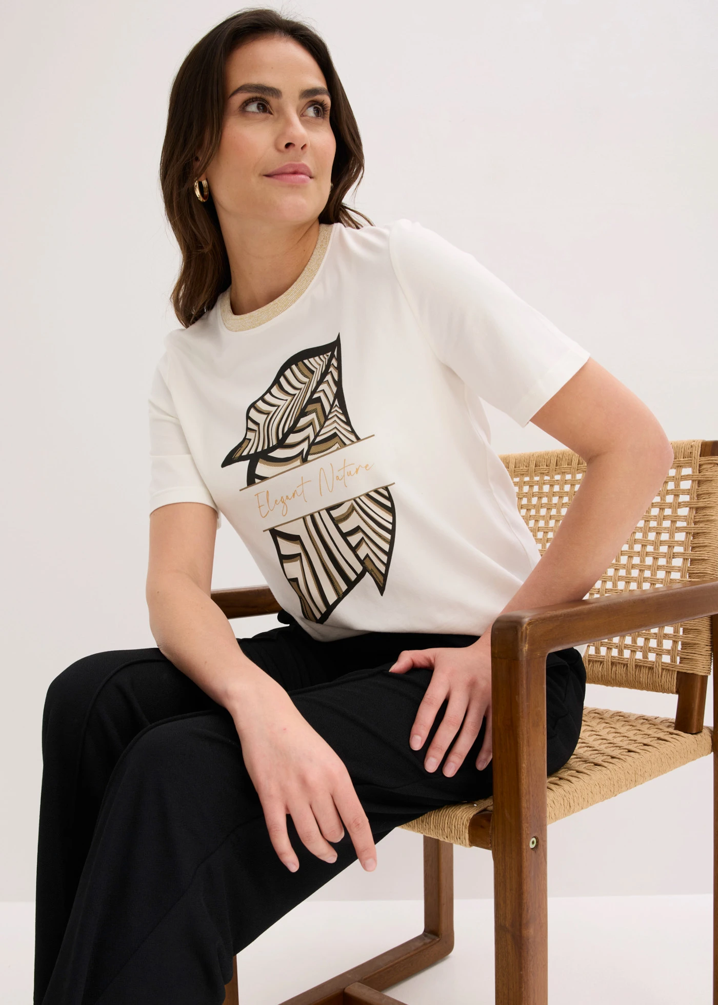 T-shirt z bawełny organcznej • biel wełny • sklep bonprix