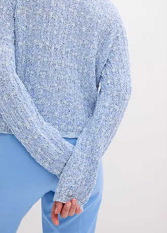 Gilet en maille bouclette • bleu moyen chiné • Boutique bonprix