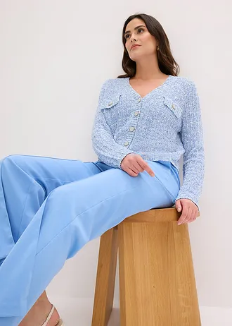 Gilet en maille bouclette • bleu moyen chiné • Boutique bonprix