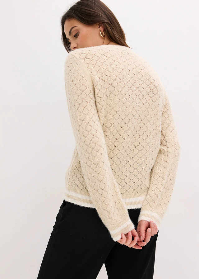 Ajour vest met verengaren • lichtsand-wolwit • product-page.page-title-suffix