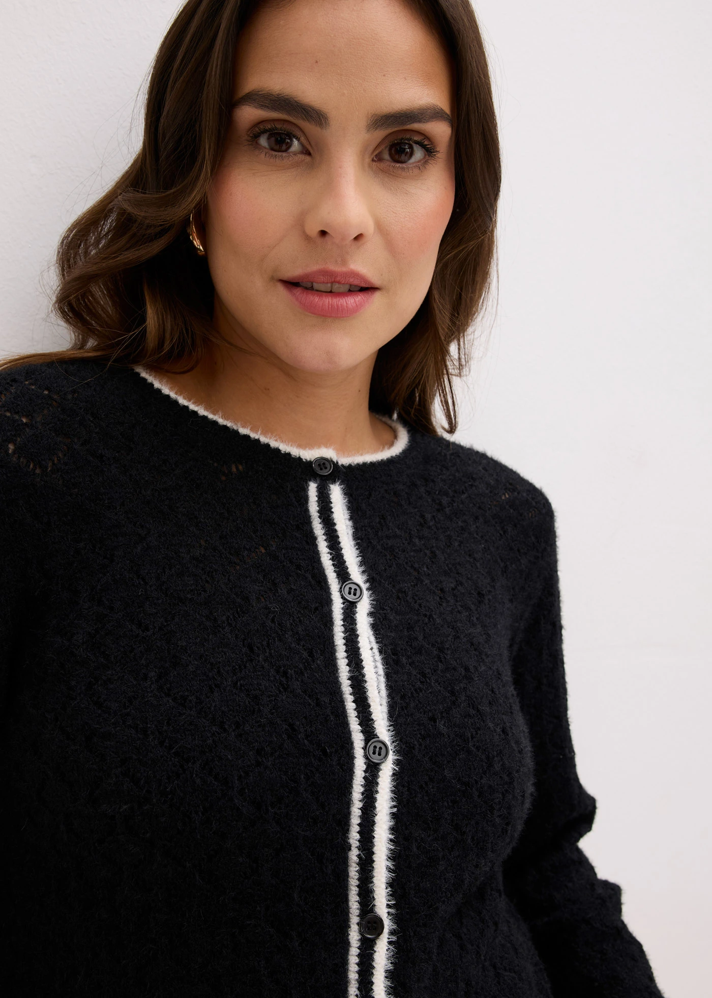 Ajour vest met verengaren • zwart/wolwit • bonprix online shop