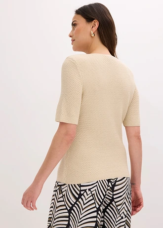 Jachetă tricotată cu bumbac • bej nisipiu mat • magazin bonprix