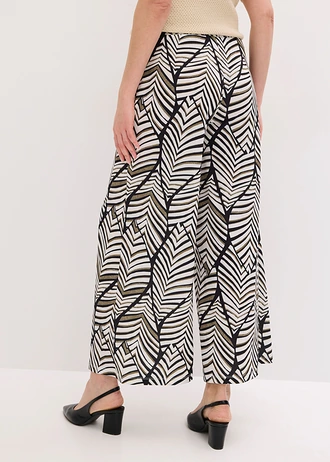 Pantaloni largi din jerse • negru-alb perlat cu imprimeu • magazin bonprix