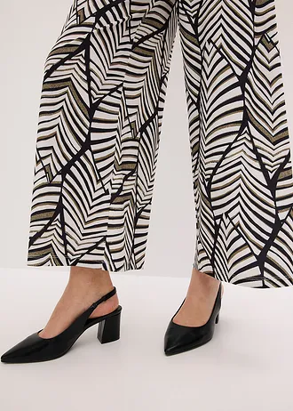 Pantalon large en jersey • noir-blanc nacré imprimé • Boutique bonprix