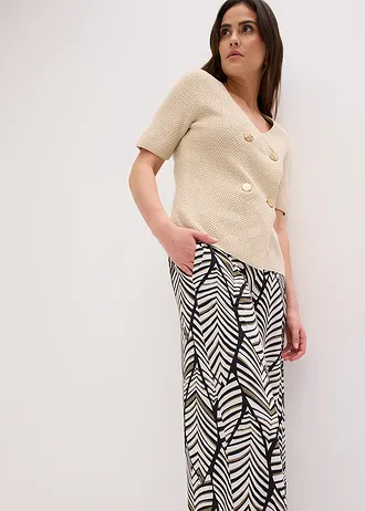 Wijde jersey broek • zwart-parelwit gedessineerd • bonprix online shop