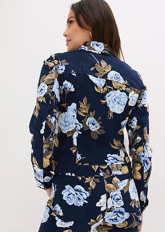 Geacă din twill de bumbac, culoare: bleumarin floral