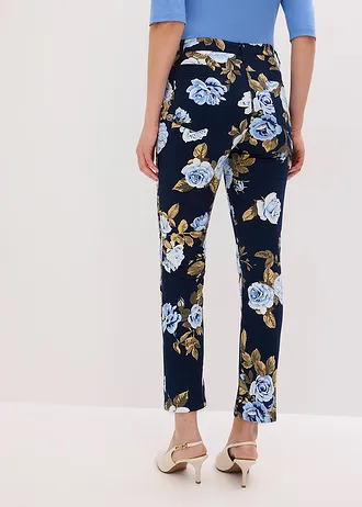 7/8 stretchbroek van katoen • donkerblauw gebloemd • bonprix online shop