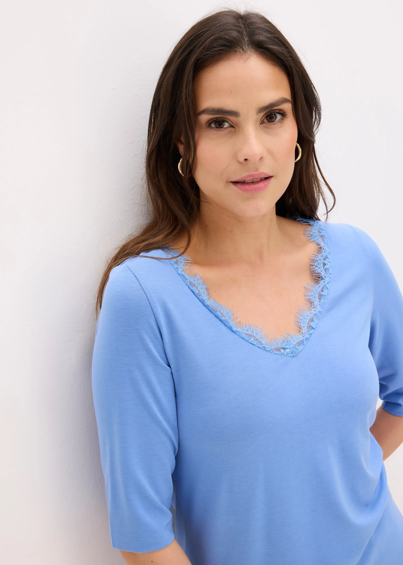 Shirt met kant • middenblauw • bonprix online shop