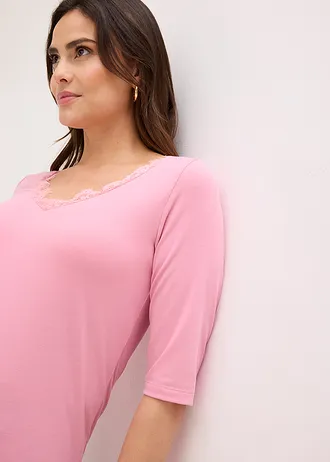 Bluză cu dantelă • violet-orhidee fumuriu • magazin bonprix