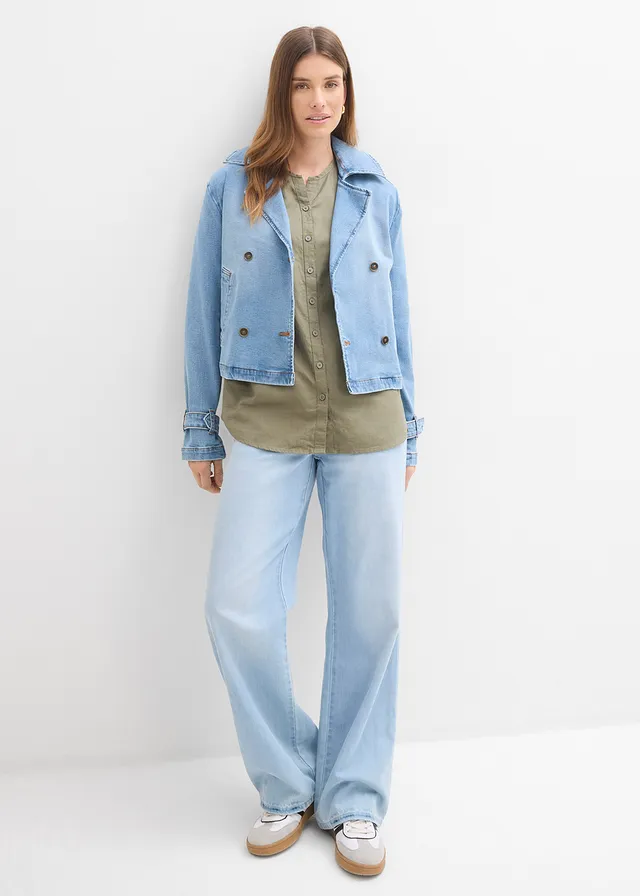 Blouse met linnen, 3/4 mouw • olijfgroen • product-page.page-title-suffix