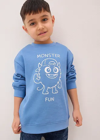 Bluza z czystej bawełny organicznej • niebieski kryształowy z nadrukiem • sklep bonprix