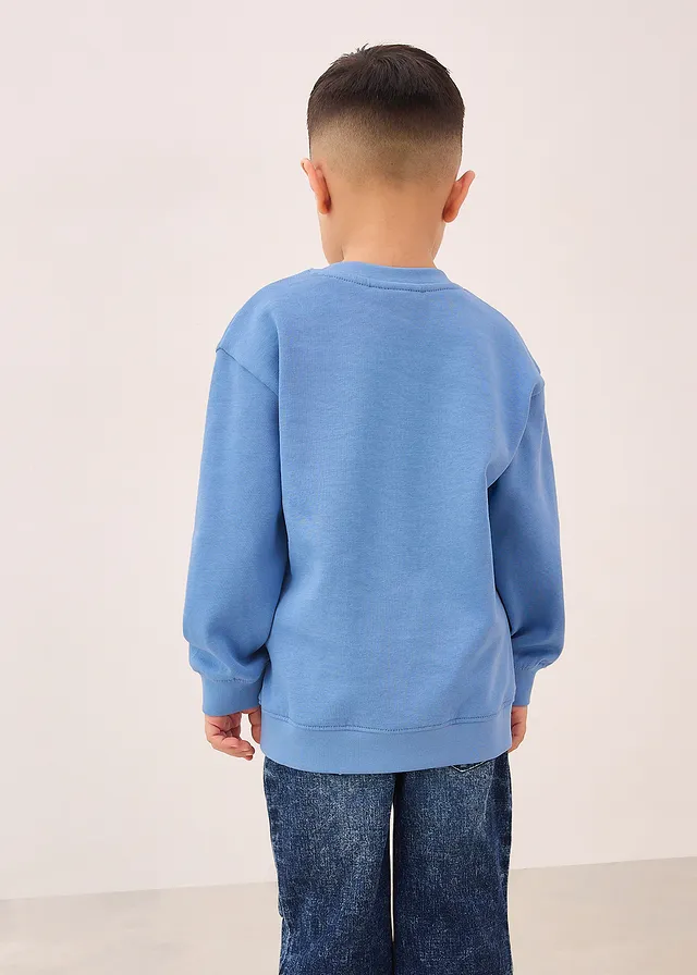 Sweat-shirt 100% coton, Couleur: bleu cristal imprimé