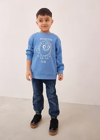 Bluză casual din bumbac organic 100% • albastru-cristal cu imprimeu • magazin bonprix