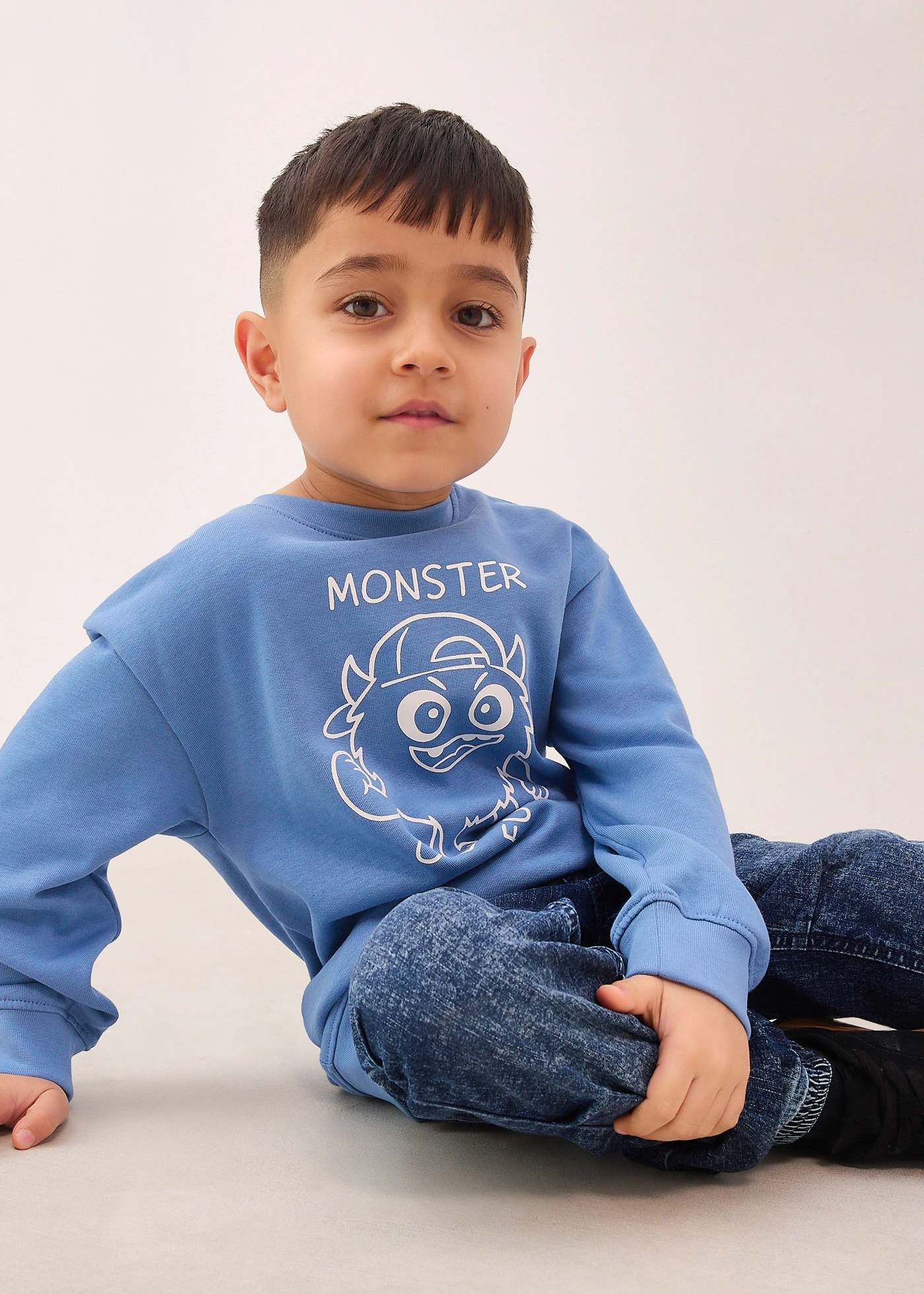 Sweat-shirt 100% coton • bleu cristal imprimé • Boutique bonprix