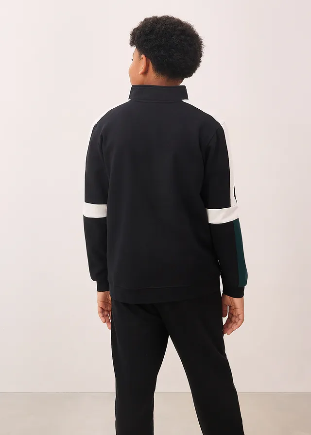 Sweat zippé décontracté 100% coton, Couleur: noir