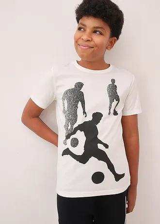 Lot de 3 T-shirts 100% coton • fraise-écru-noir imprimé • Boutique bonprix