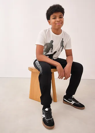 T-shirt z czystej bawełny organicznej (3 szt.) • truskawkowy+biel wełny+czarny z nadrukiem • sklep bonprix