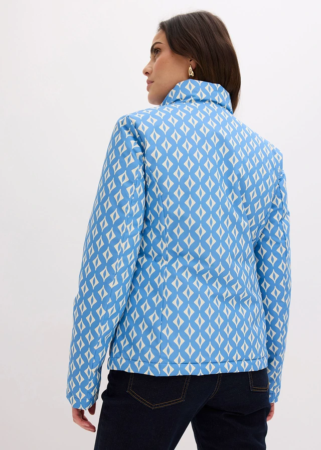 Veste réversible et légère à imprimé, Couleur: bleu moyen-écru graphique