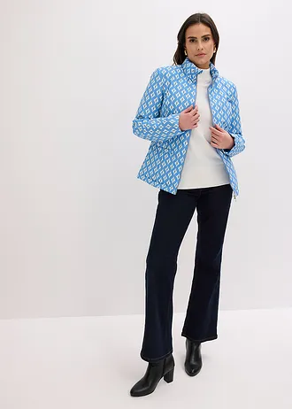 Veste réversible et légère à imprimé, Couleur: bleu moyen-écru graphique