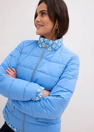 Veste réversible et légère à imprimé • bleu moyen-écru graphique • Boutique bonprix