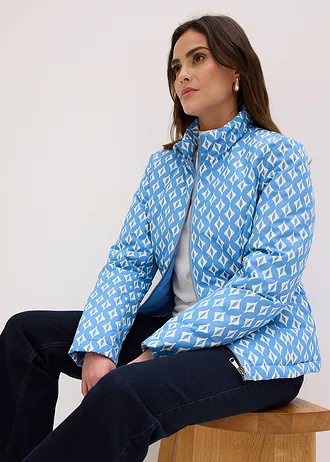 Veste réversible et légère à imprimé • bleu moyen-écru graphique • Boutique bonprix