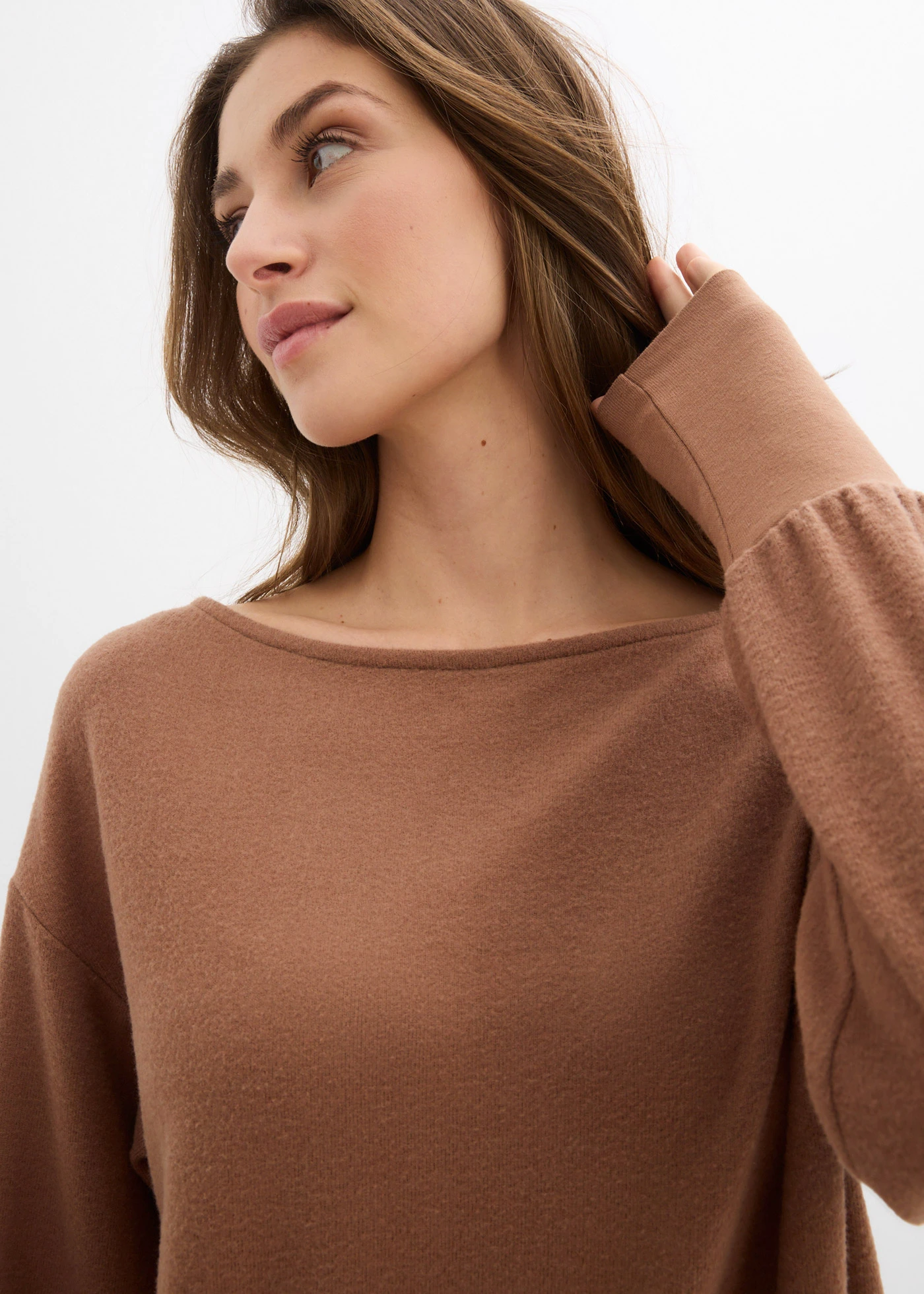 Longsleeve van zachte viscosemix • kastanjebruin • bonprix online shop