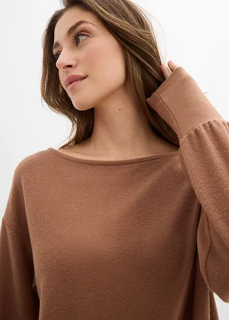 T-shirt manches longues doux avec viscose • marron • Boutique bonprix