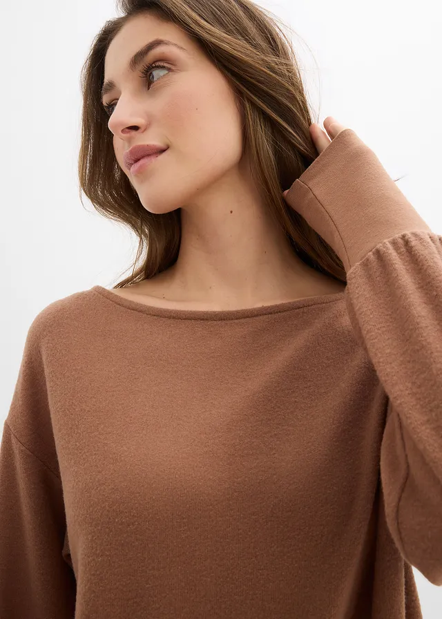 T-shirt manches longues doux avec viscose • marron • product-page.page-title-suffix