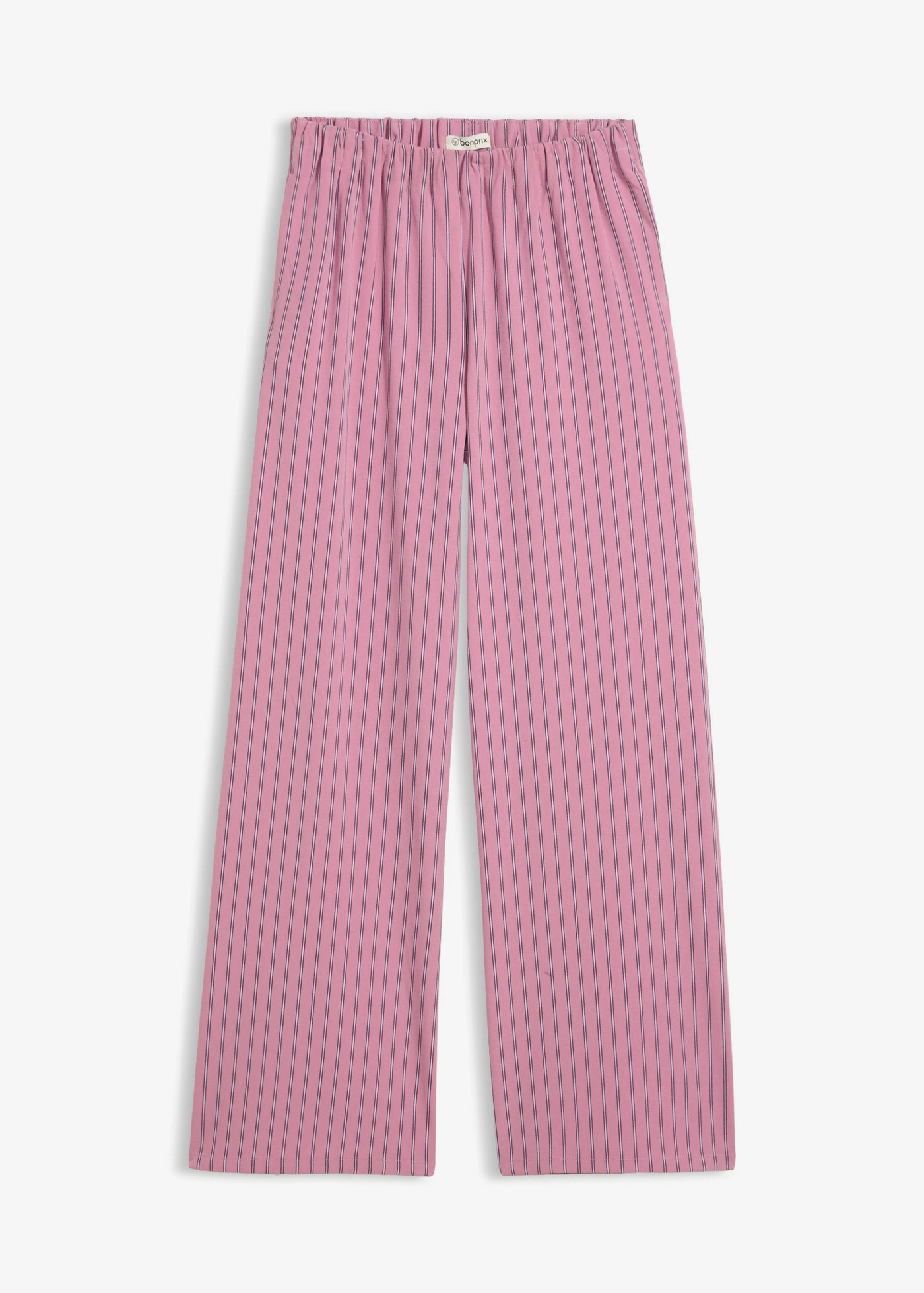Pantalon fluide à taille élastiquée • mauve/blanc/bleu foncé rayé • Boutique bonprix