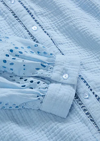 Blouse longue en gaze de coton légère • bleu clair • Boutique bonprix