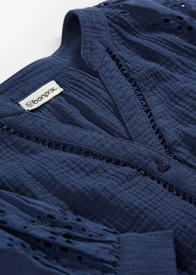 Tuniekblouse van luchtige mousseline • donkerblauw • product-page.page-title-suffix