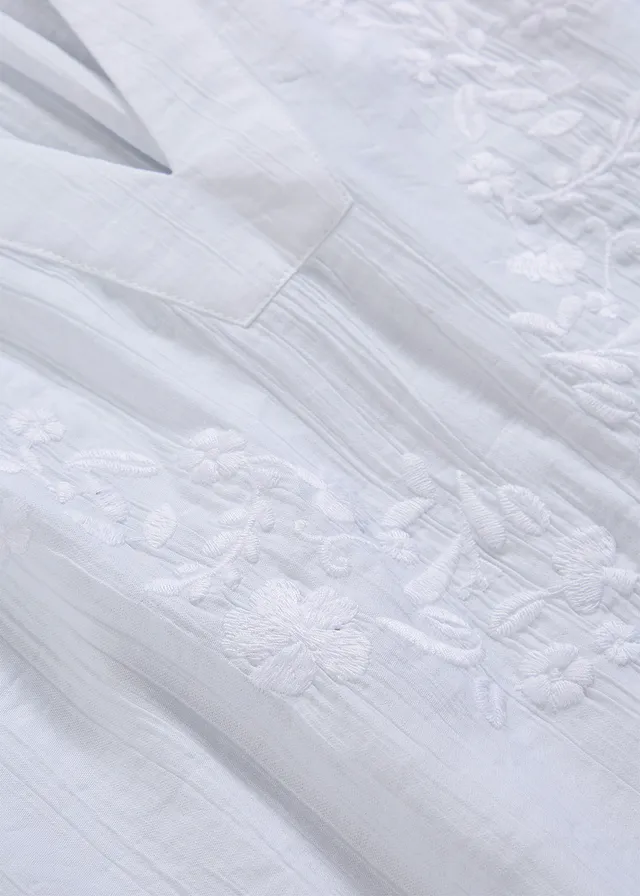 Blouse met korte mouwen van gestructureerde crinkle • wit • product-page.page-title-suffix