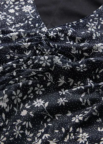 Robe en jersey et mesh fin • noir-écru floral • Boutique bonprix