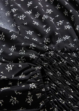 Robe courte à manches bouffantes • noir-blanc imprimé • Boutique bonprix