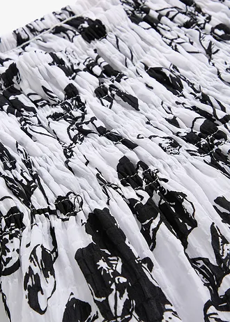 Jupe midi en viscose douce • blanc-noir floral • Boutique bonprix