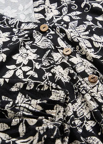 Jersey jurk in een viscosemix • zwart/wolwit gebloemd • bonprix online shop