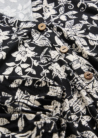 Sukienka z dżerseju, z mieszanki wiskozy • czarny - biel wełny w kwiaty • sklep bonprix