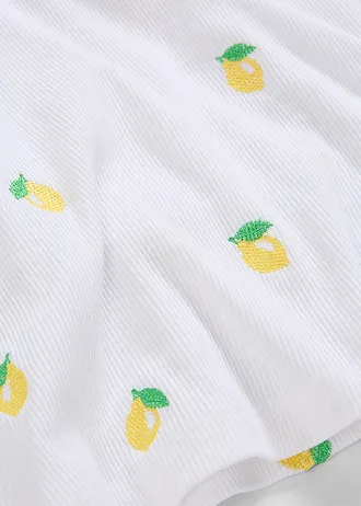 T-shirt côtelé et brodé 100% coton • blanc • Boutique bonprix