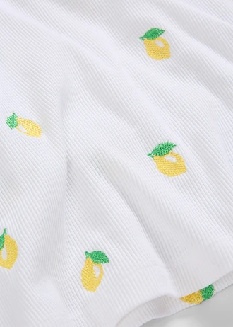 T-shirt w prążek z czystej bawełny organicznej zdobiony haftem • biały • sklep bonprix