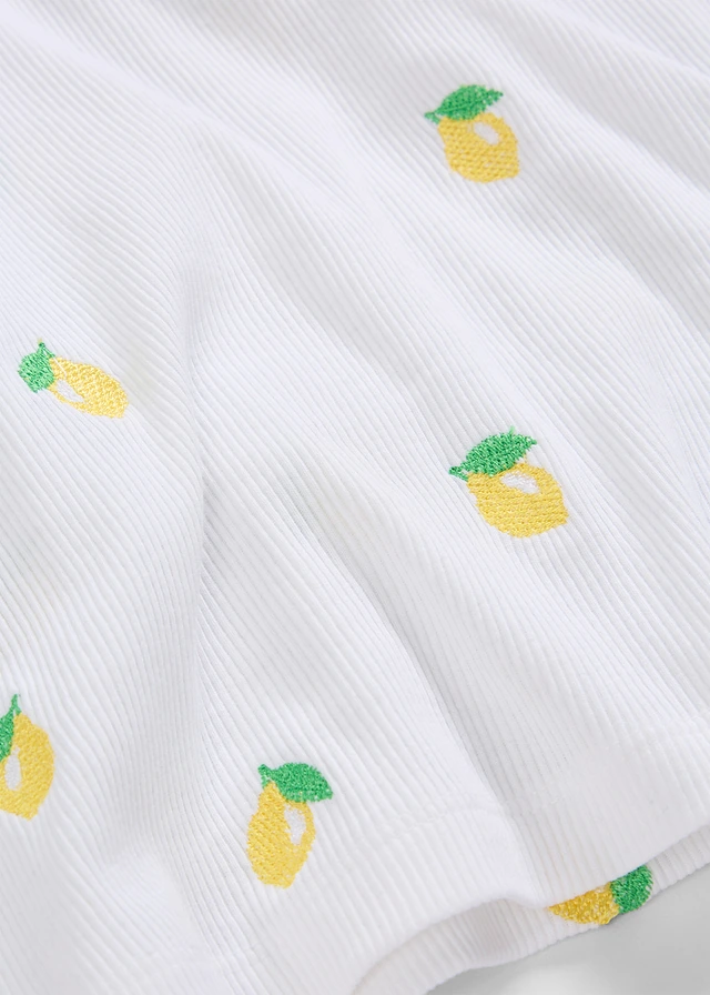 T-shirt côtelé et brodé 100% coton • blanc • product-page.page-title-suffix